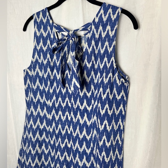 3/$20 💥 J.Crew Blue and White Linen Cotton Blend A-Line Sleeveless Dress‎ Small - Picture 8 of 17